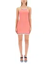 Fendi Textured Mini Dress With Adjustable Straps And Subtle Hemline In Pink