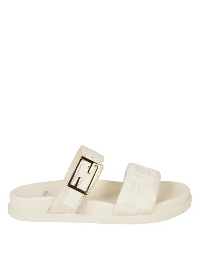 Fendi Textured Strap Sandals In Neutral