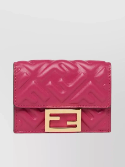 Fendi Textured Trifold Coin Wallet With Compact Design In Pink