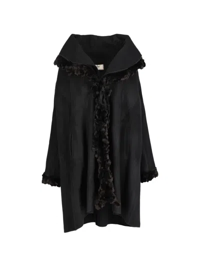 Pre-owned Fendi Textured-trim Coat In Black