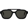 Fendi The  Bilayer 52mm Geometric Sunglasses In Shiny Black/smoke