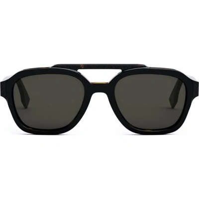 Fendi The  Bilayer 52mm Geometric Sunglasses In Black