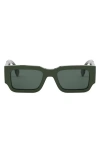 Fendi The  Diagonal 51mm Rectangular Sunglasses In Shiny Dark Green / Green