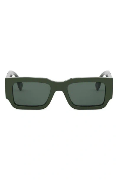 Fendi The  Diagonal 51mm Rectangular Sunglasses In 96n - Green