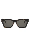 Fendi The  Diagonal 51mm Square Sunglasses In Dark Havana / Smoke