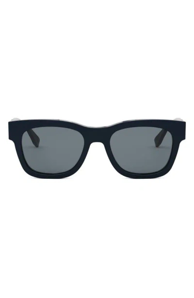 Fendi The  Diagonal 51mm Square Sunglasses In Shiny Blue / Smoke