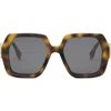 Fendi Diamond Acetate Square Sunglasses In Blonde Havana/smoke
