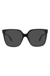 Fendi The  Fine 59mm Geometric Sunglasses In Shiny Black / Smoke