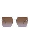Fendi The  First 59mm Geometric Sunglasses In Shiny Palladium / Gradient