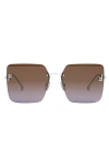 Fendi F Monogram Rimless Metal Butterfly Sunglasses In Shiny Pall