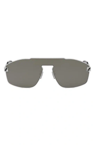 Fendi The  Sky Mask Sunglasses In Shiny Palladium / Smoke Mirror