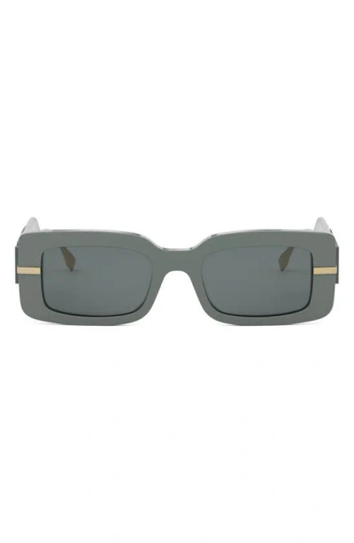 Fendi The Graphy 51mm Rectangular Sunglasses In Grey/smoke