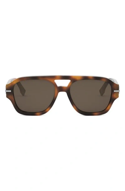 Fendi The Graphy 55mm Geometric Sunglasses In Blonde Havana Brown