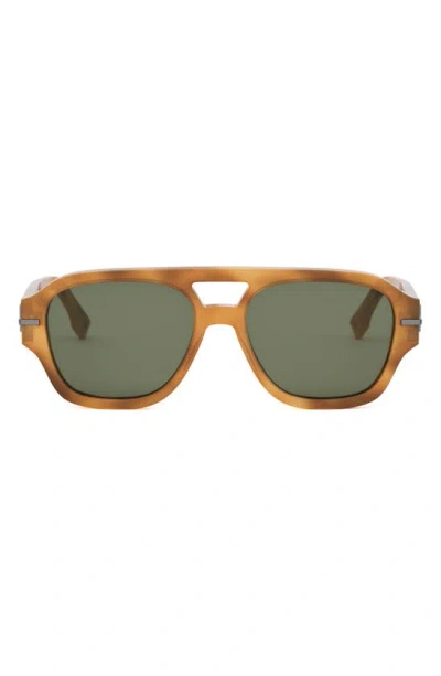 Fendi The Graphy 55mm Geometric Sunglasses In Havana / Green