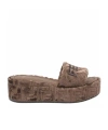 Fendi Ff Logo Platform Slides In Brown