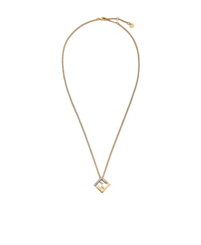 Fendi Thin Chain Necklace In Dore