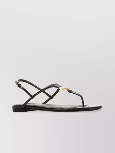 Fendi Thong Sandals Leather Metal Accents