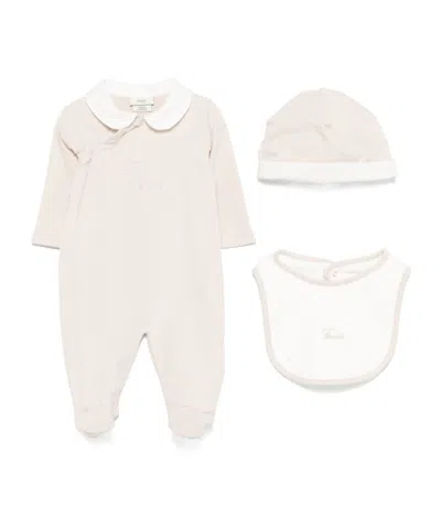 Fendi Embroidered-logo Babygrow Set In White
