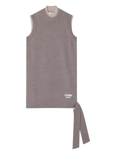 Fendi Taupe Wool And Cashmere Dress In Brown