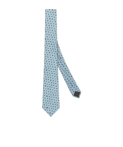 Fendi Tie Light Blue Silk Tie