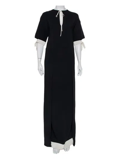 Pre-owned Fendi Tie-neck Silk Dress In Black