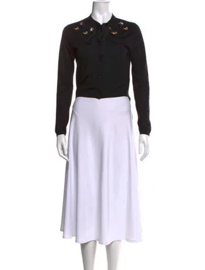 Pre-owned Fendi Tie Neck Sweater In Black
