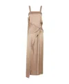 Fendi Square Neck Satin Maxi Dress In Nude