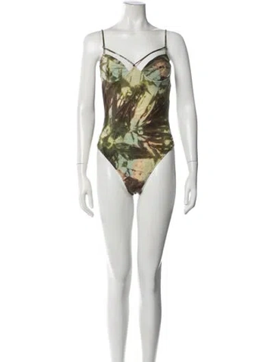 Pre-owned Fendi Tie-dye Print Cutout Accent One-piece W/ Tags In Multicolor