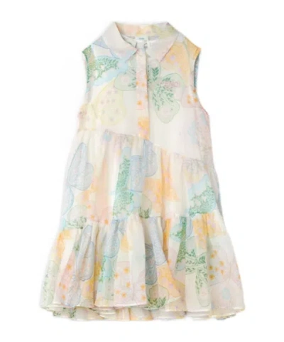 Fendi Tiered Butterfly-print Dress In Multi