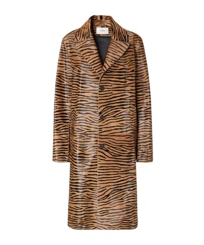 Fendi Tiger-print Hair-on Leather Coat In Multi