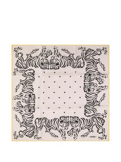 Fendi Tiger-print Silk Scarf In Multi