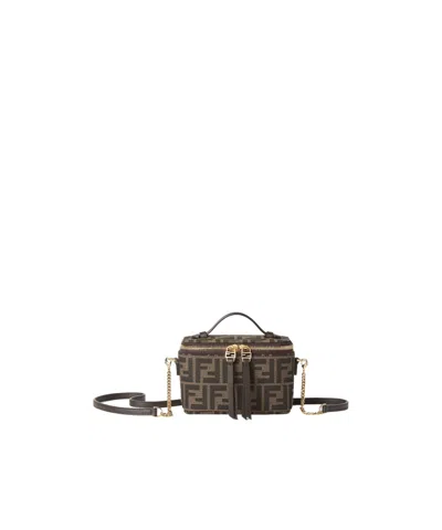 Fendi Tobacco Brown Ff Jacquard Fabric Mini-bag