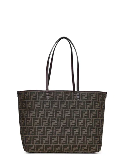 Fendi Tobacco Brown Reversible Roll Medium Shopper