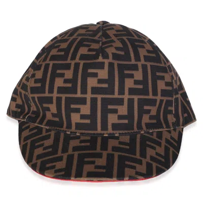 Pre-owned Fendi Tobacco Red Ff Reloaded Canvas Baseball Hat