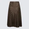 Fendi High Waisted Skirt In Twill Print Ff Clothing In Brown