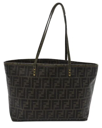 Fendi Tobacco Zucca Leather Spalmati Small Roll Tote (authentic Pre-loved) In Orange