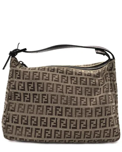 Fendi Tobacco Zucchino Leather Mini Pochette Tobacco (authentic Pre-loved)