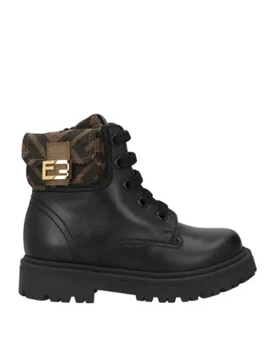 Fendi Babies'  Toddler Girl Ankle Boots Black Size 9.5c Leather, Textile Fibers