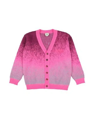 Fendi Babies'  Toddler Girl Cardigan Fuchsia Size 4 Mohair Wool, Polyamide, Wool, Alpaca Wool, Polyester In Pink