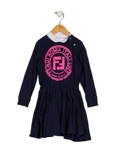 Pre-owned Fendi Babies' Toddler Girl's Long-sleeved Dress In Purple