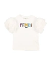 FENDI FENDI TODDLER GIRL T-SHIRT WHITE SIZE 4 COTTON, SILK, POLYAMIDE