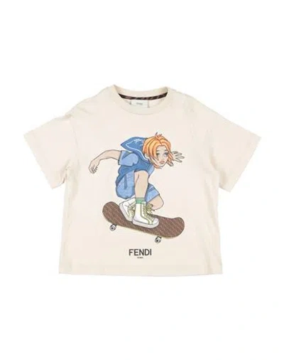 Fendi Babies'  Toddler Girl T-shirt Beige Size 5 Cotton In Neutral