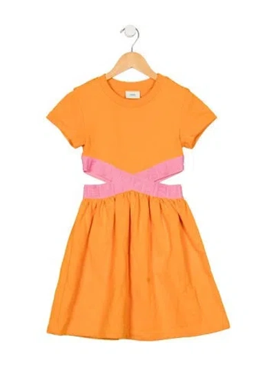 Pre-owned Fendi Babies' Toddler Girls Branded Pattern Printed Dress In Orange