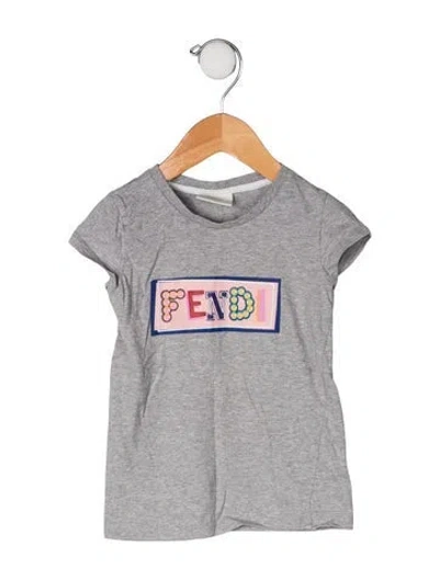 Pre-owned Fendi Babies' Toddler Girls' Graphic Printed Short Sleeve Top In Grey