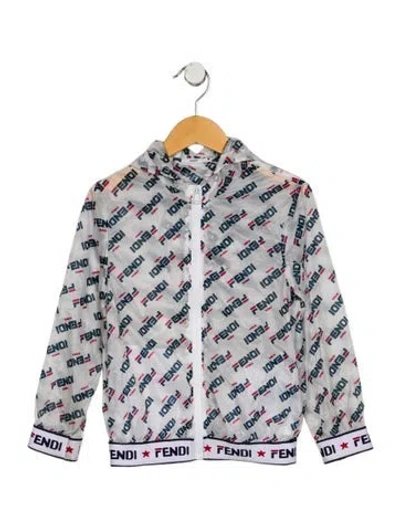 Pre-owned Fendi Babies' Toddler Girls' Print Long Sleeve Hoodie In White