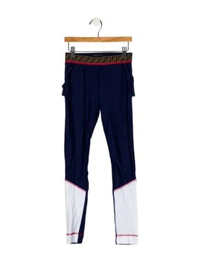Pre-owned Fendi Babies' Toddler Girls' Ruddle Leggings In Blue