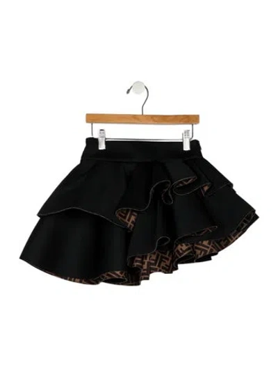 Pre-owned Fendi Babies' Toddler Girls Ruffled Skirt Bottoms In Black