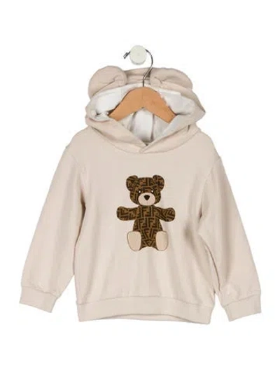 Pre-owned Fendi Babies' Toddler Girls' Zucca Teddy Graphic Hoodie W/tags In Neutral