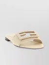 Fendi Baguette Ff Leather Buckle Flat Slide Sandals In Multi