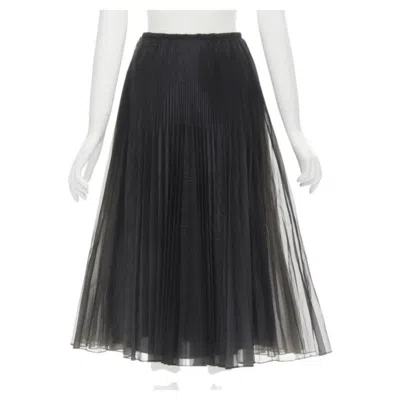 Pre-owned Fendi Toggle Drawstring Waist Pleated Flared Midi Skirt It36 Xs In Black